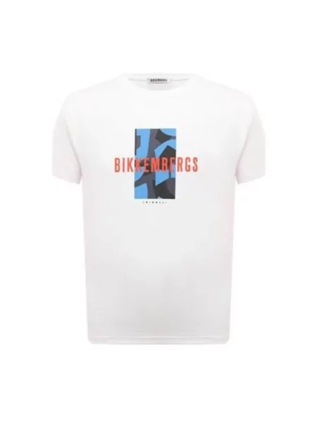 Krótki koszulka Bikkembergs z krótkim rękawem z autografem biała