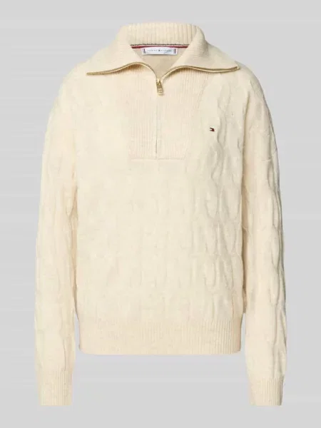 Sweter z dzianiny o kroju regular fit z czystej wełny Tommy Hilfiger biały