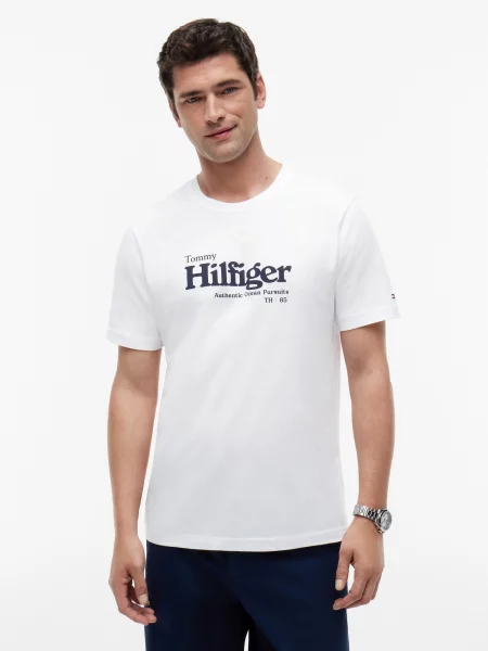 TOMMY HILFIGER Póló NAUTICAL tengerészkék fehér