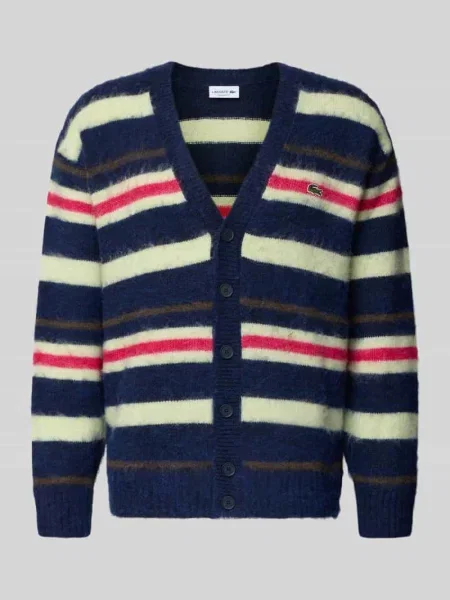 Kurtka z dzianiny o kroju relaxed fit z dodatkiem wełny Lacoste granatowa