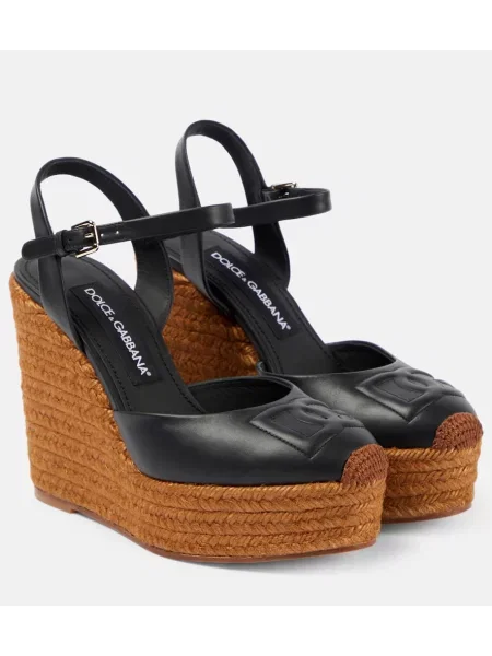 Espadrile Dolce&gabbana cu broderie din piele cu pană negru