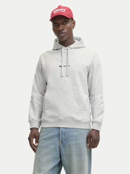 JACK & JONES Megztinis be užsegimo JORNORREBRO juoda / margai balta pilka