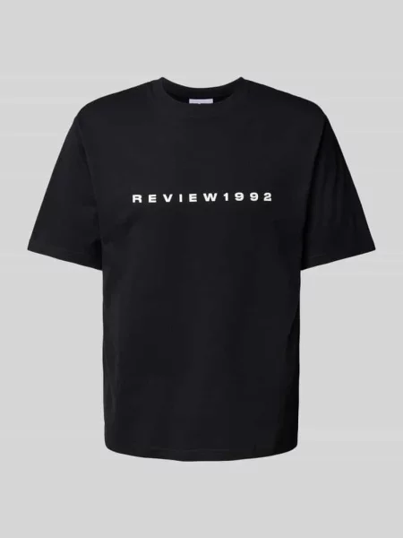 T-shirt z nadrukiem z logo Review czarna