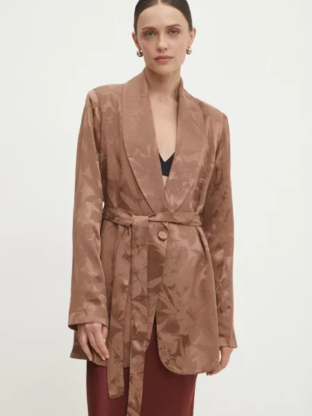 Сако Answear Lab с едно копче с десен кафяво