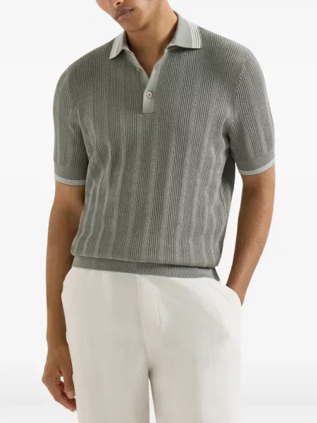 Πλεκτό polo Brunello Cucinelli γκρι