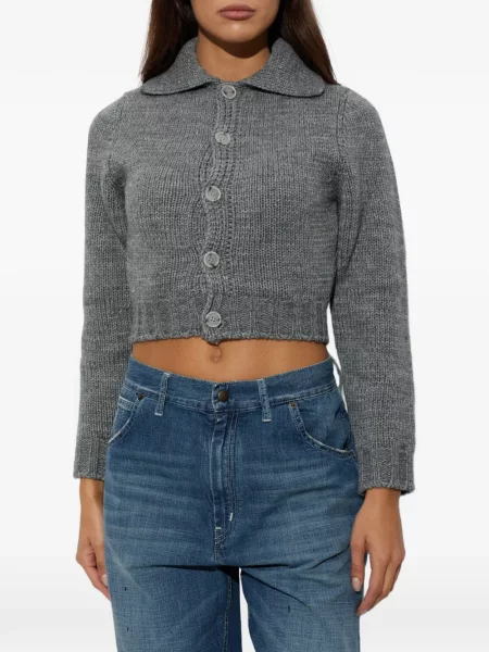 Плетена chunky подрязан жилетка Mm6 Maison Margiela сиво