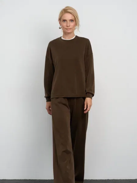 Повсякденний костюм TrikoBakh Комплект кофта+штани темно-коричневий модал коричневі