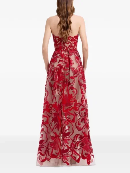 Rochie maxi Elie Saab de catifea roșu