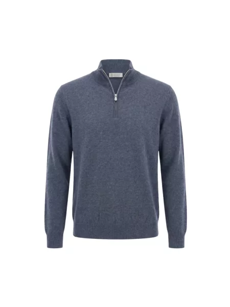 Sweter z golfem Brunello Cucinelli z kaszmiru niebieski