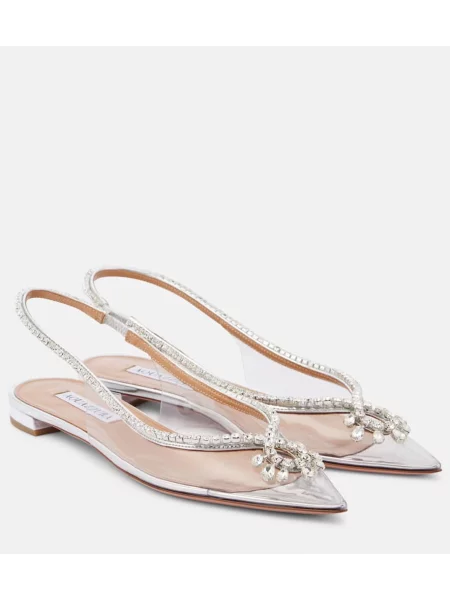 Balerinke Aquazzura z odprtimi petami s kristali