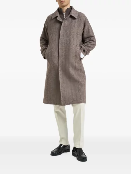 Palton Breras Milano cu model herringbone maro