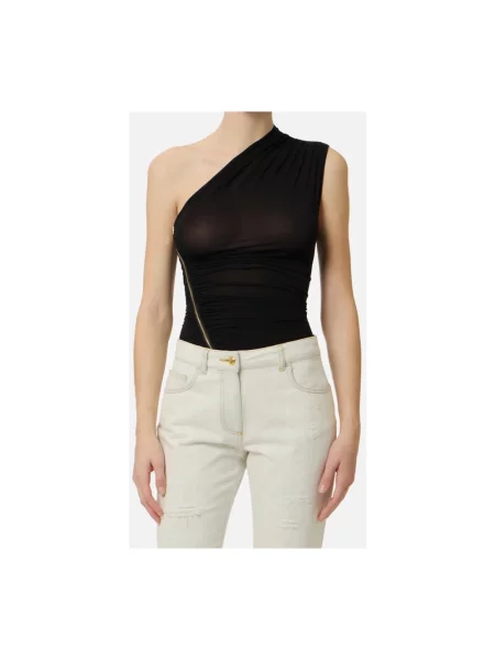 Top Elisabetta Franchi z dżerseju czarny