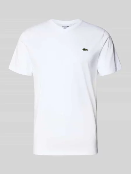 T-shirt o kroju regular fit z czystej bawełny Lacoste biała