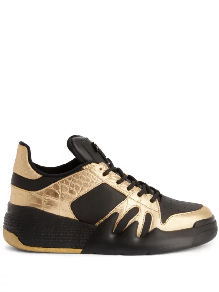 Sneakerși Giuseppe Zanotti cu șireturi din dantelă auriu