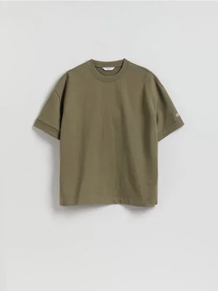 Reserved Tricou boxy cu imprimeu verde-oliv deschis verde