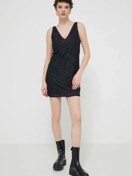 Obleka Desigual LACE črna