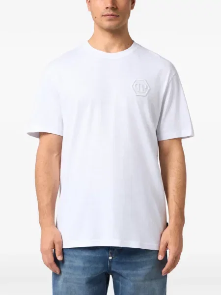 Tricou Philipp Plein cu broderie alb