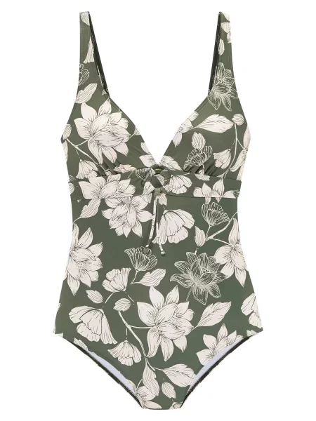 S.Oliver Costum de baie întreg crem / închis verde