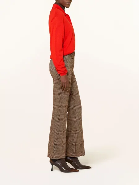 Cambio Kalhoty S Rozšiřujícím Se Střihem Fleur Cropped tmavě hnědá / světle hnědá / tmavě červená