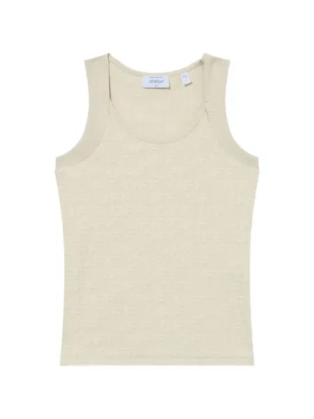 Top Off-white din material terry cu autograf alb