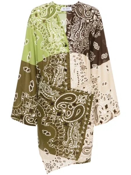 Rochie mini The Attico cu imagine cu model paisley de costum maro