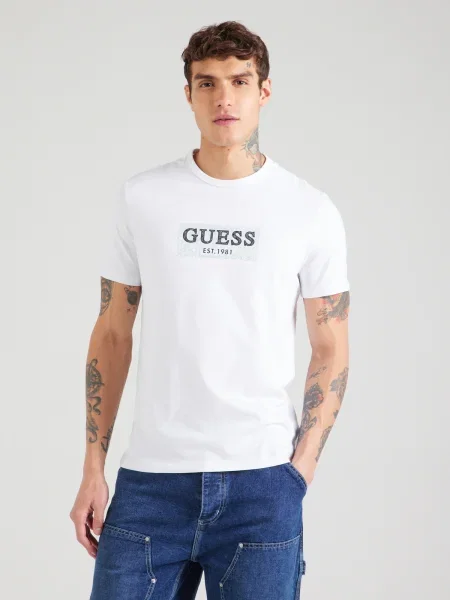 Guess Tricou Slim Fit alb