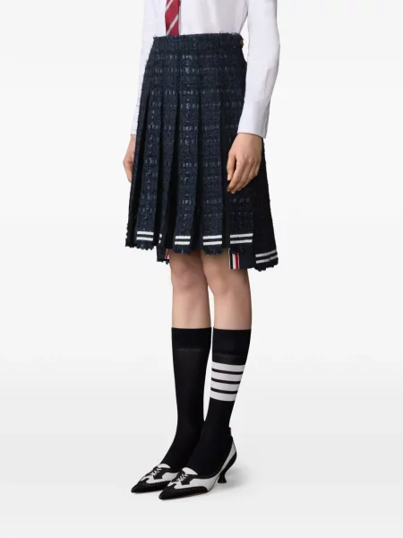 Plisuotas plisuotas sijonas Thom Browne satininis iki kelių mėlyna