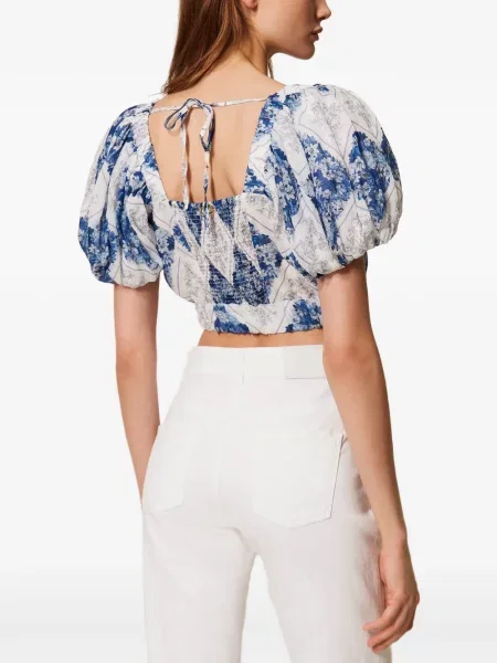Bluză Twinset cu model floral cu imagine alb