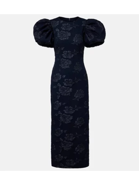 Rochie midi Rotate din jacard până la genunchi de costum albastru