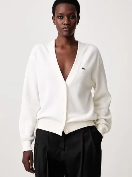 Lacoste cardigan pentru femei cu lână bej