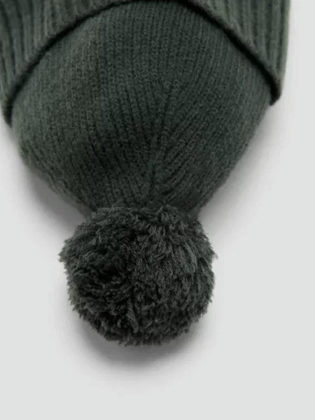 Czapka z pomponem khaki Dzieci lata MANGO KIDS