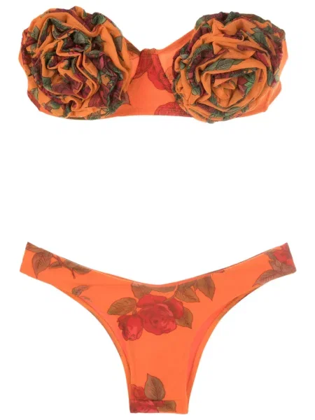 Bikini Amir Slama cu model floral portocaliu