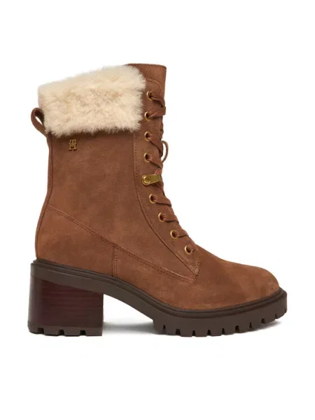 Tommy Hilfiger Gležnjarji Th Shearling Lace Up Boot rjava
