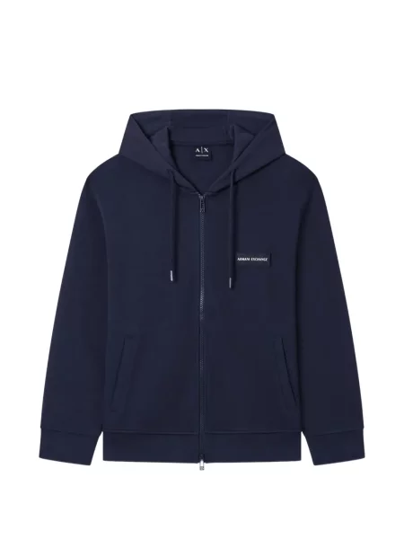 Hanorac cu glugă Armani Exchange cu autograf albastru