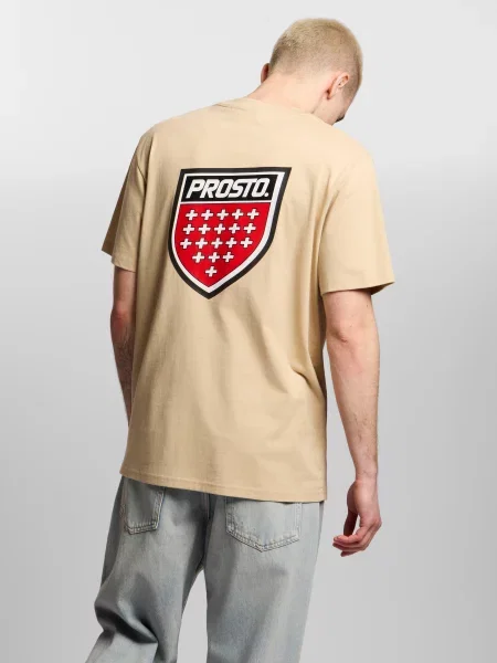 Koszulka sportowa Prosto Shield Big z krótkim rękawem beżowa