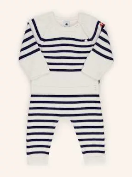 Petit Bateau Sada: Svetr A Úpletové Kalhoty bílá/ tmavě modrá bílé