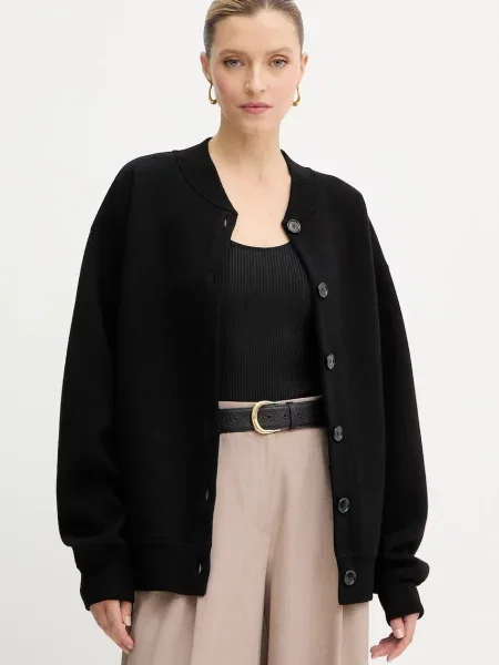 BOSS kardigan wełniany czarny