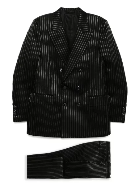Garnitur Tom Ford w paski dwurzędowy czarny