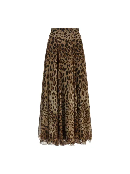 Długa spódnica maxi Dolce And Gabbana szyfonowa brązowa