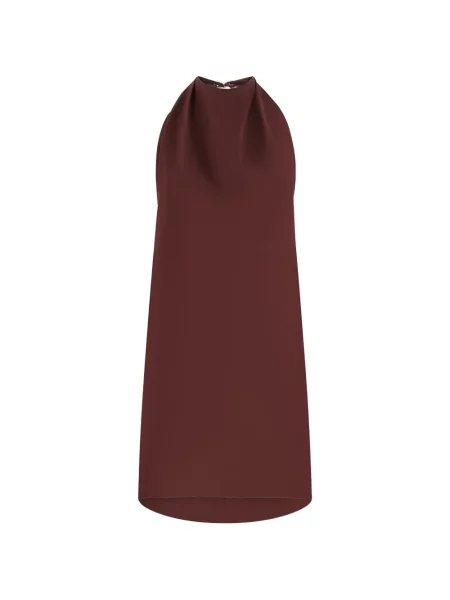 Mała sukienka mini Stephan Janson z dekoltem halter garniturowa brązowa