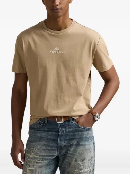 Дълго мрежеста тениска Polo Ralph Lauren с кръгло деколте зелено