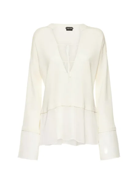 Bluză Tom Ford cu decolteu în V lungă