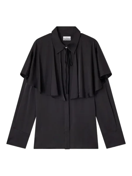 Cămașă Ganni din satin negru