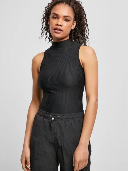 Body Urban Classics fără mâneci cu nervuri negru