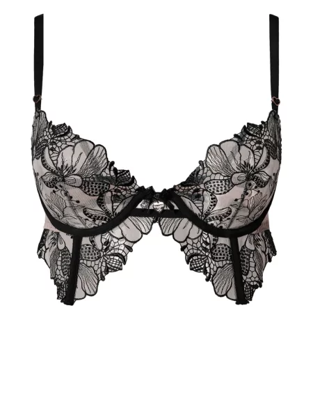 Sutien Twinset cu broderie din tul negru