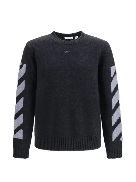 Pulover Off-white cu broderie alb