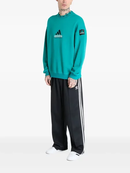 Pruhované pás kalhoty jogger Adidas s potiskem růžové