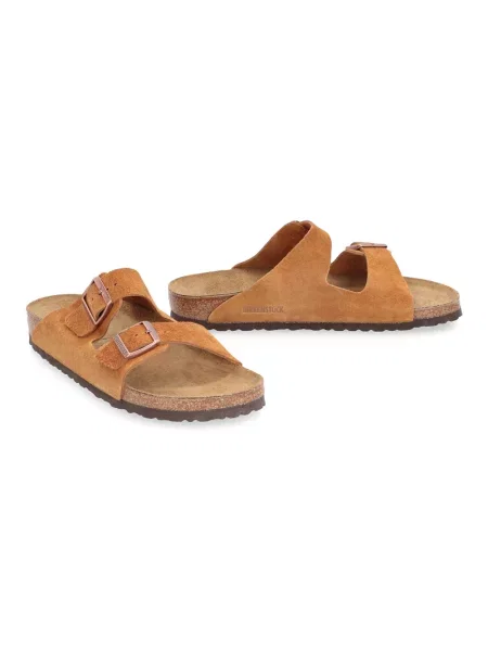 Klapki Birkenstock zamszowe brązowe