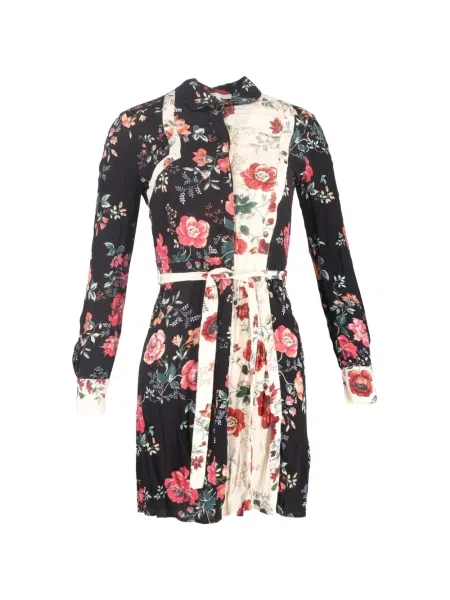 Rochie tip cămașă Maje cu model floral de costum negru