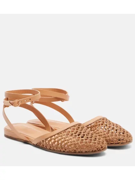 Usnjene balerinke Ancient Greek Sandals z odprtimi petami rjava